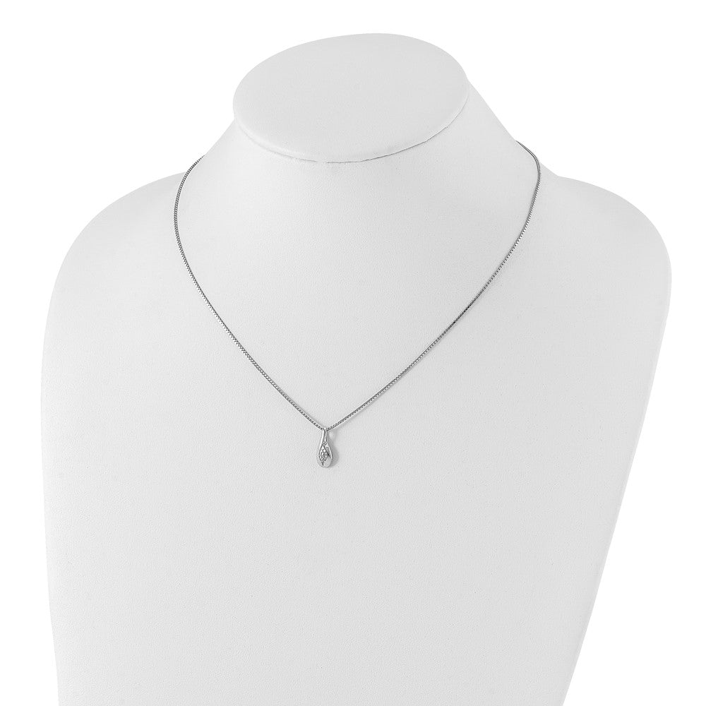 Sterling Silver RH Plated White Ice .04ct. Diamond Necklace