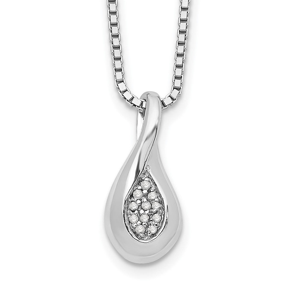 Sterling Silver RH Plated White Ice .04ct. Diamond Necklace