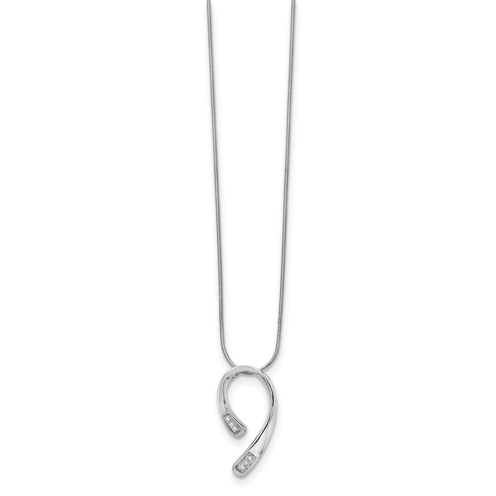 Sterling Silver RH Plated White Ice .06ct Diamond Necklace
