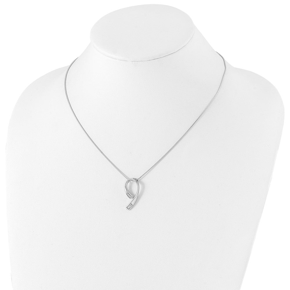 Sterling Silver RH Plated White Ice .06ct Diamond Necklace