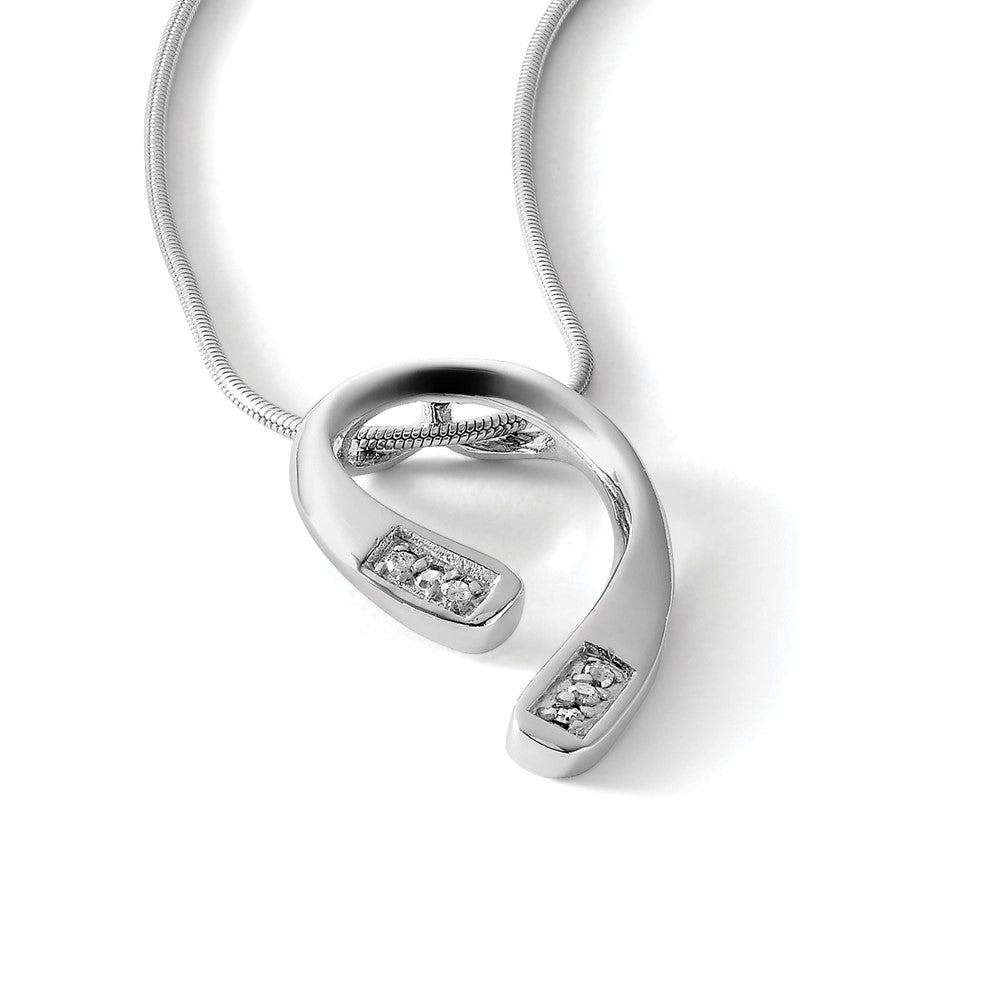 Sterling Silver RH Plated White Ice .06ct Diamond Necklace