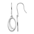 Sterling Silver RH Plated White Ice .01ct Dia. Oval Dangle Earrings