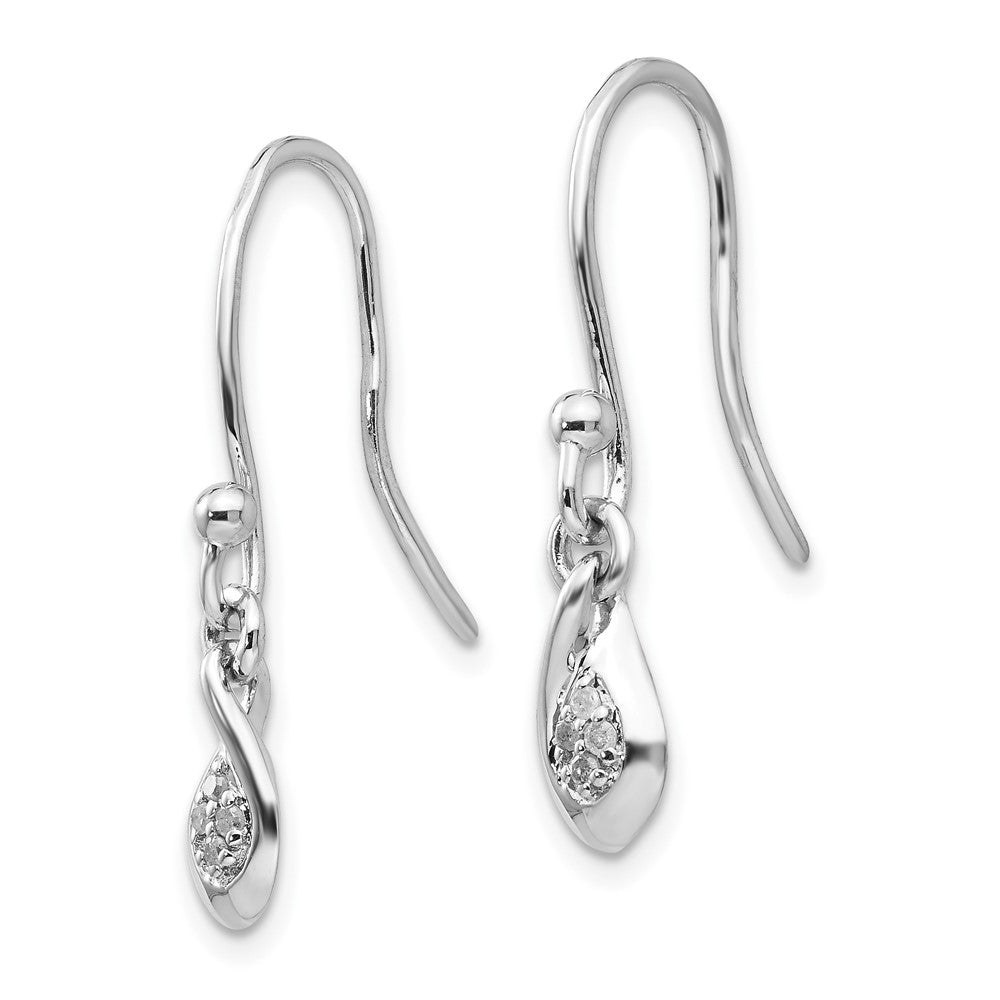 Sterling Silver RH Plated White Ice .04ct Diamond Earrings