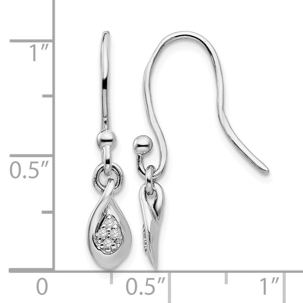 Sterling Silver RH Plated White Ice .04ct Diamond Earrings