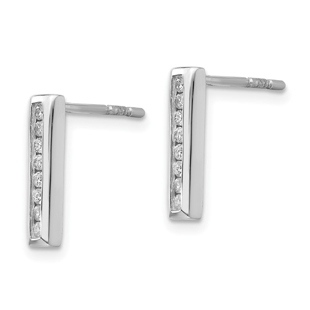 Sterling Silver RH Plated White Ice .17ct Diamond Earrings
