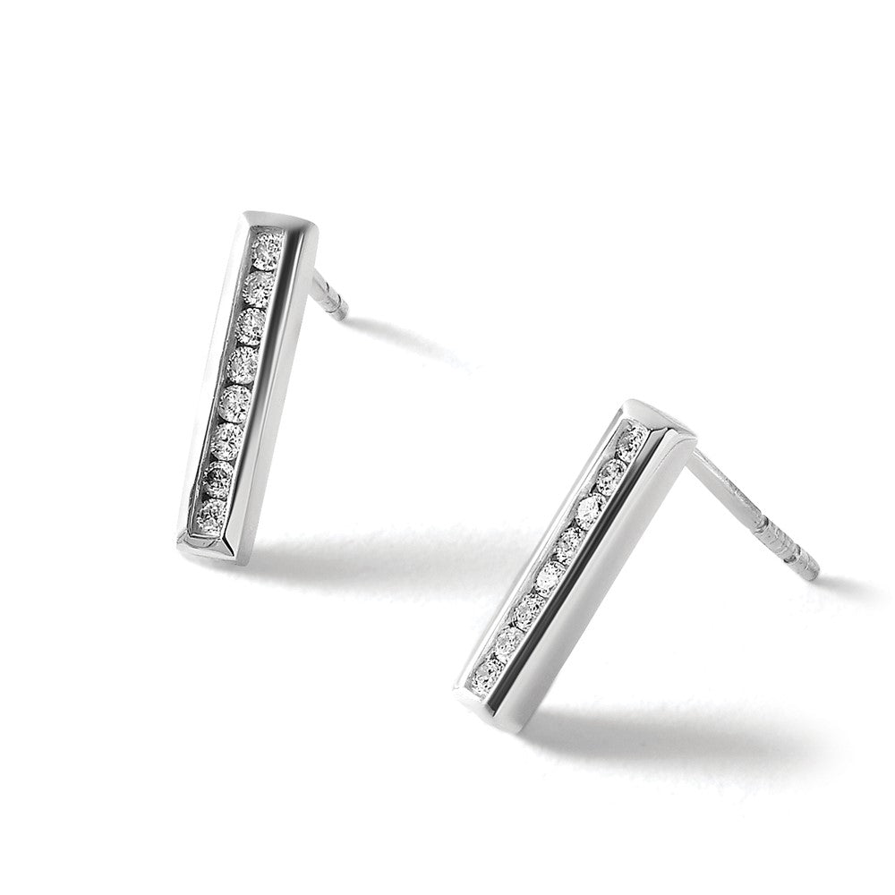 Sterling Silver RH Plated White Ice .17ct Diamond Earrings