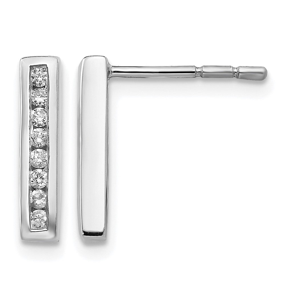 Sterling Silver RH Plated White Ice .17ct Diamond Earrings