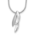 Sterling Silver RH Plated White Ice Satin & Polished Diamond Necklace