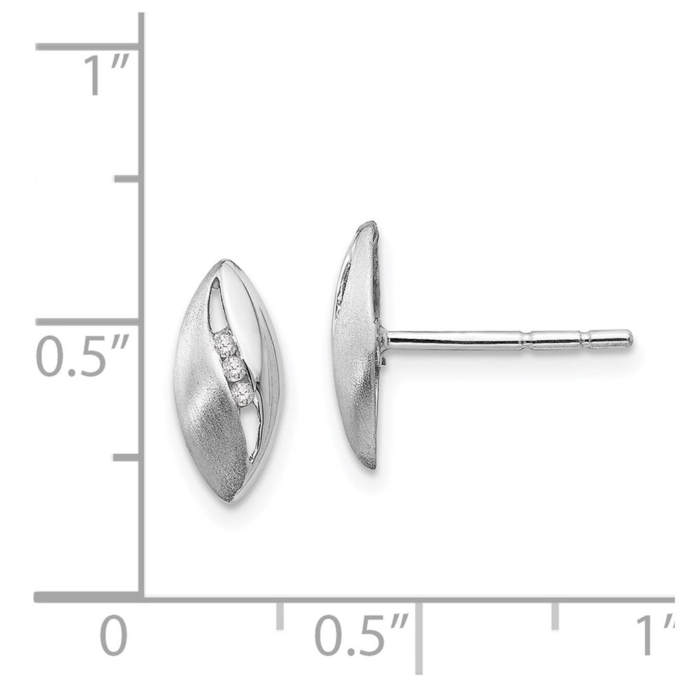 Sterling Silver RH Plated White Ice Satin & Polished .05ct Diamond Earrings
