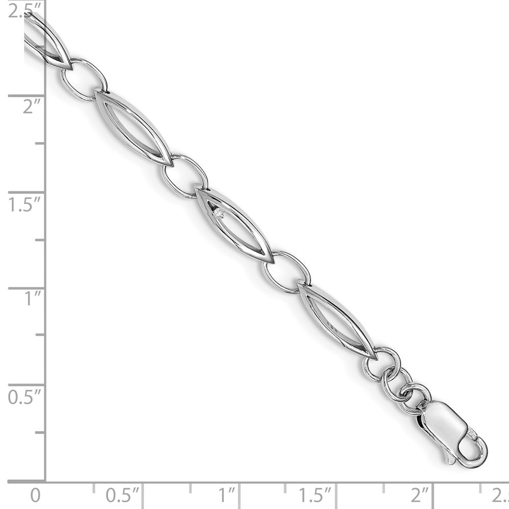 Sterling Silver RH Plated White Ice .03ct Dia. with 1.25in ext Fancy Bracel