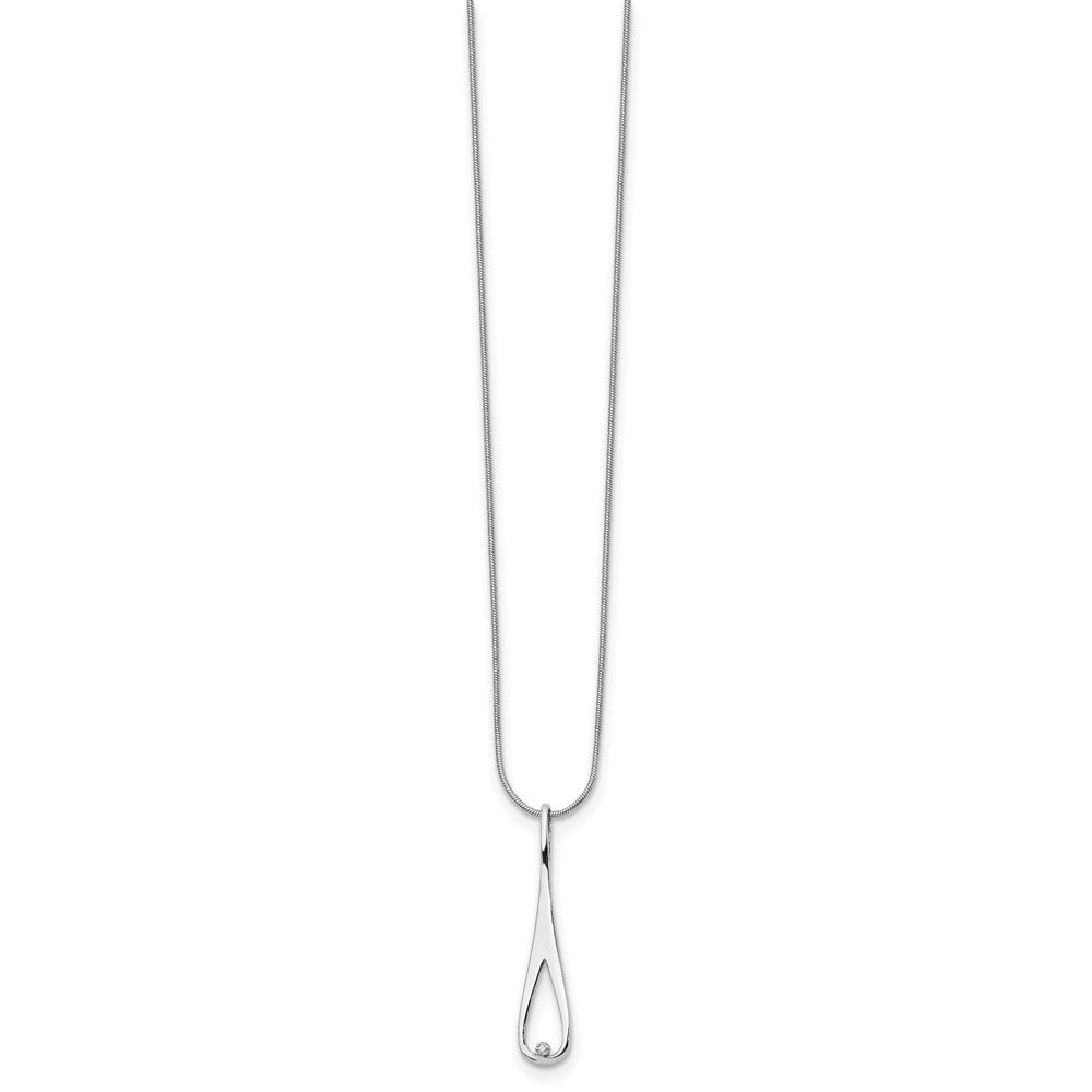 Sterling Silver RH Plated White Ice .01ct Diamond Necklace