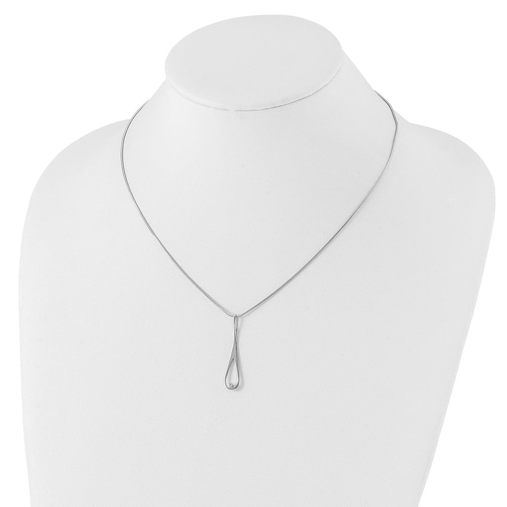 Sterling Silver RH Plated White Ice .01ct Diamond Necklace