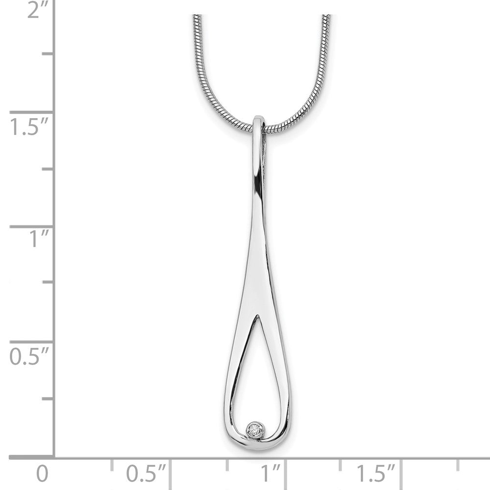 Sterling Silver RH Plated White Ice .01ct Diamond Necklace
