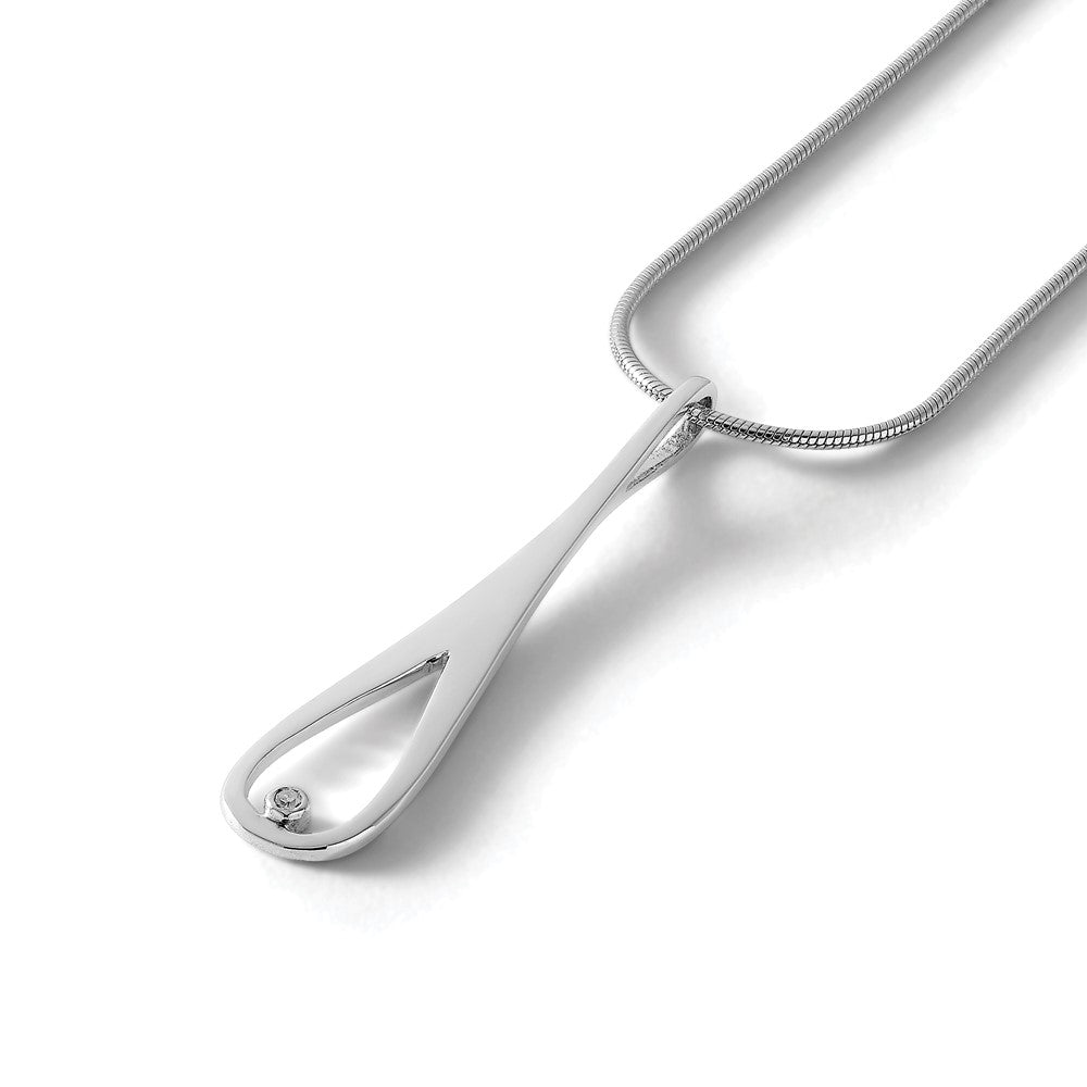 Sterling Silver RH Plated White Ice .01ct Diamond Necklace