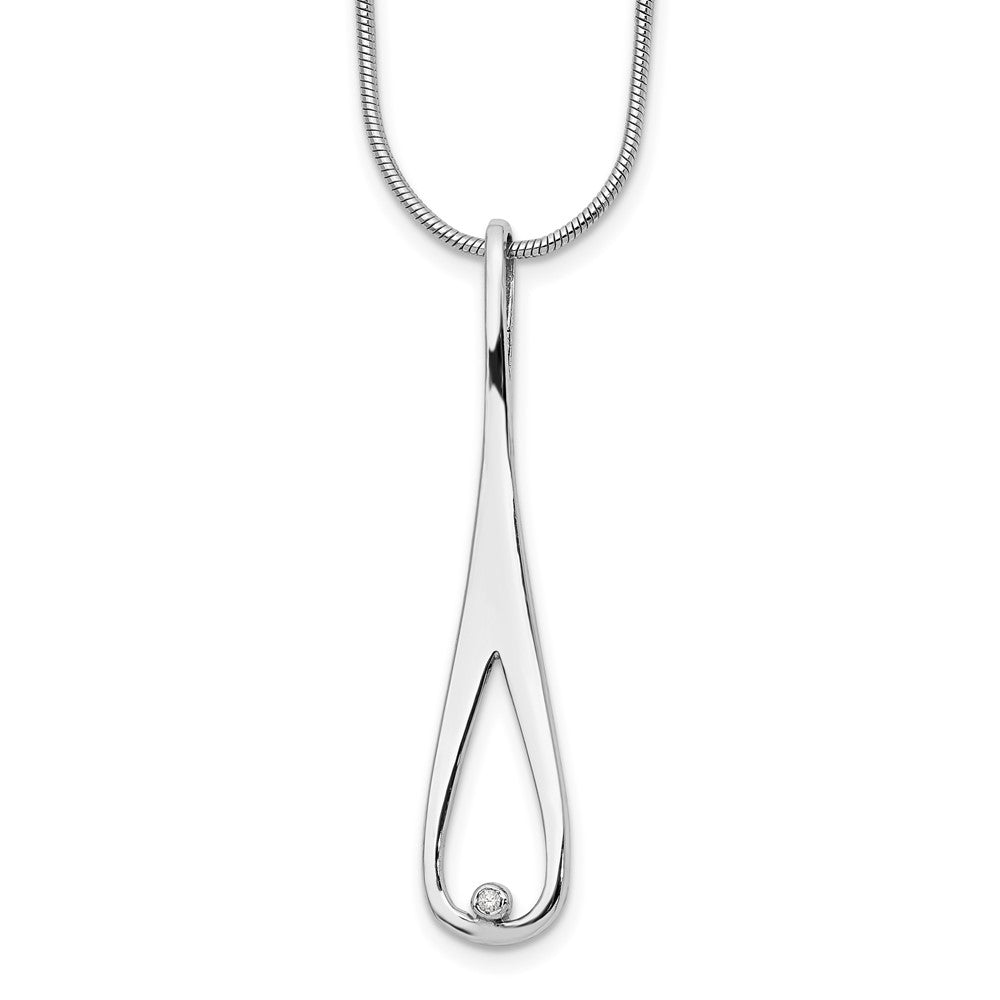 Sterling Silver RH Plated White Ice .01ct Diamond Necklace