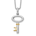 Sterling Silver RH Plated White Ice Gold-Tone Dia. Key Necklace