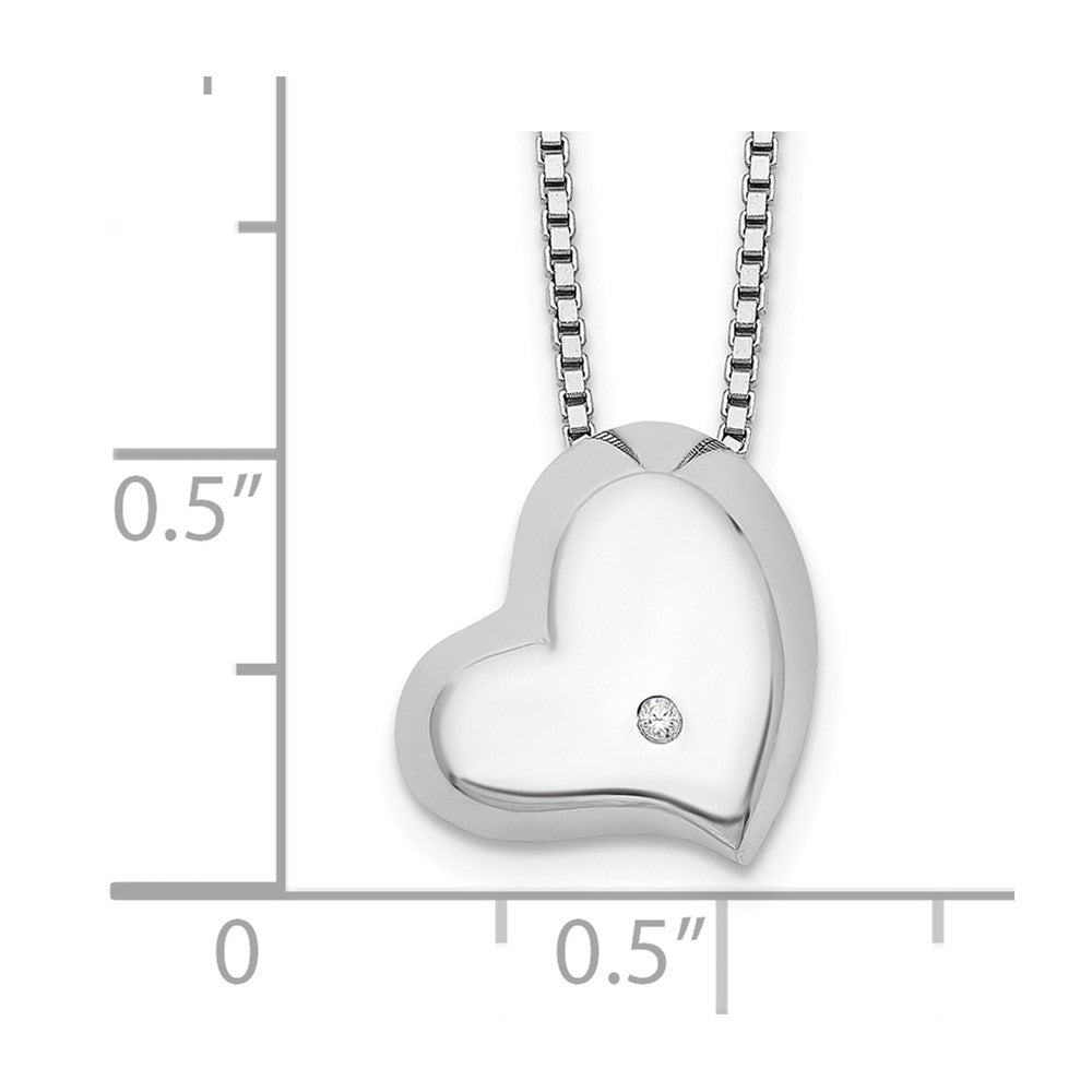 Sterling Silver RH Plated White Ice Diamond Heart Necklace