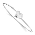 Sterling Silver RH Plated White Ice Diamond Heart Bangle Bracelet