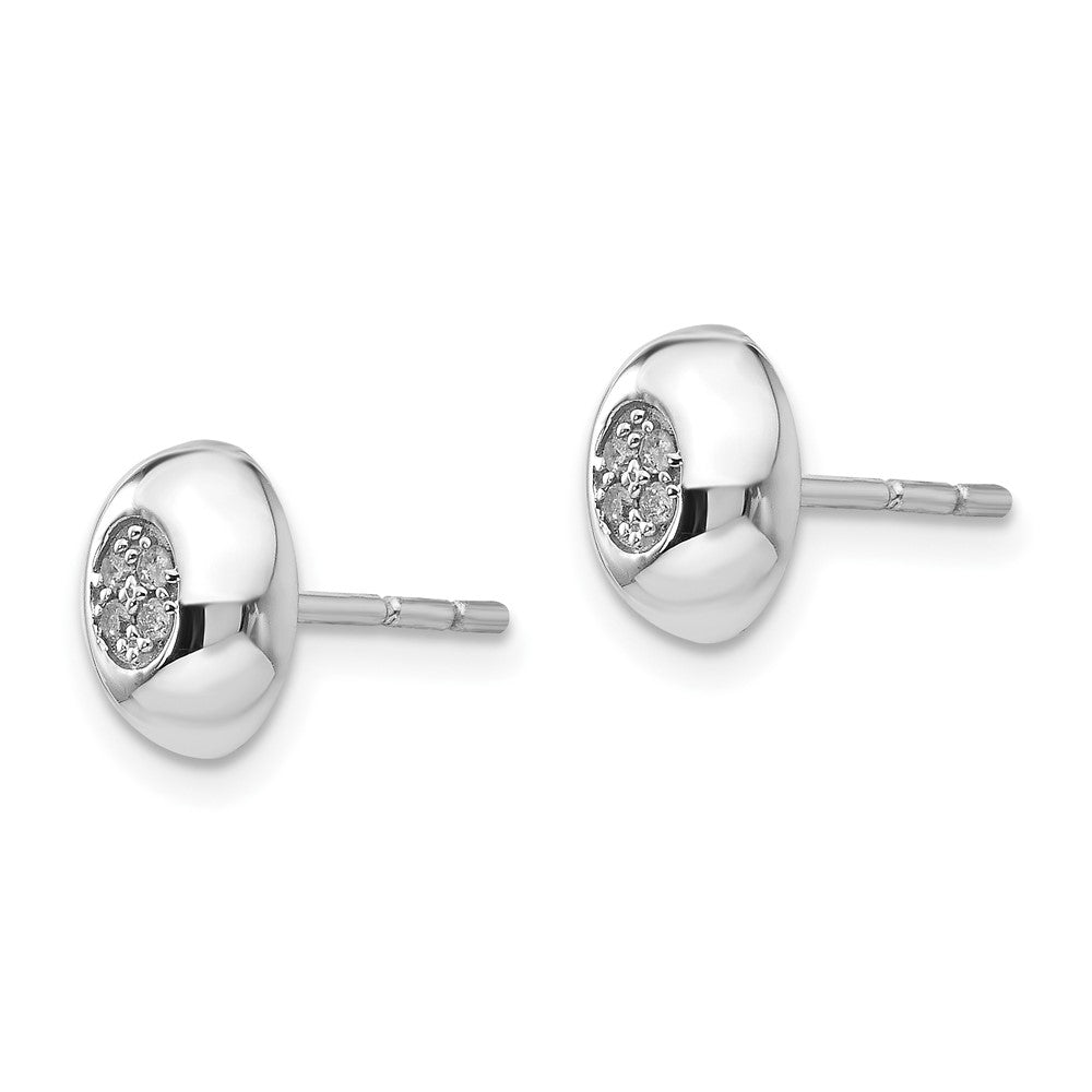 Sterling Silver RH Plated White Ice .04ct Diamond Earrings