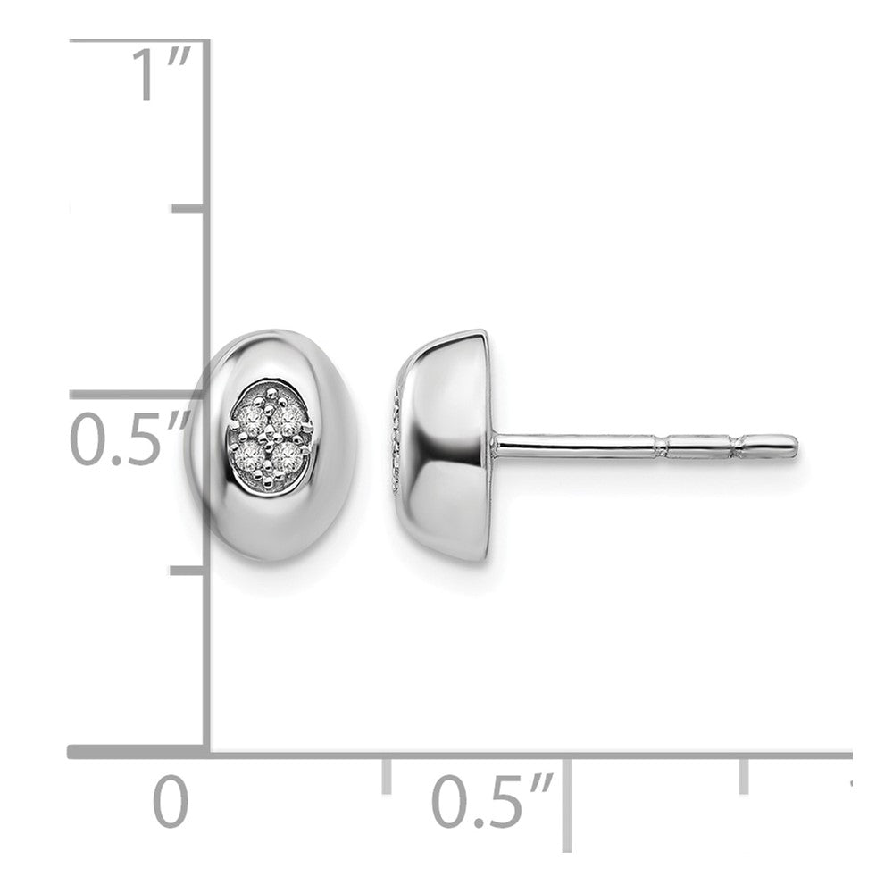 Sterling Silver RH Plated White Ice .04ct Diamond Earrings