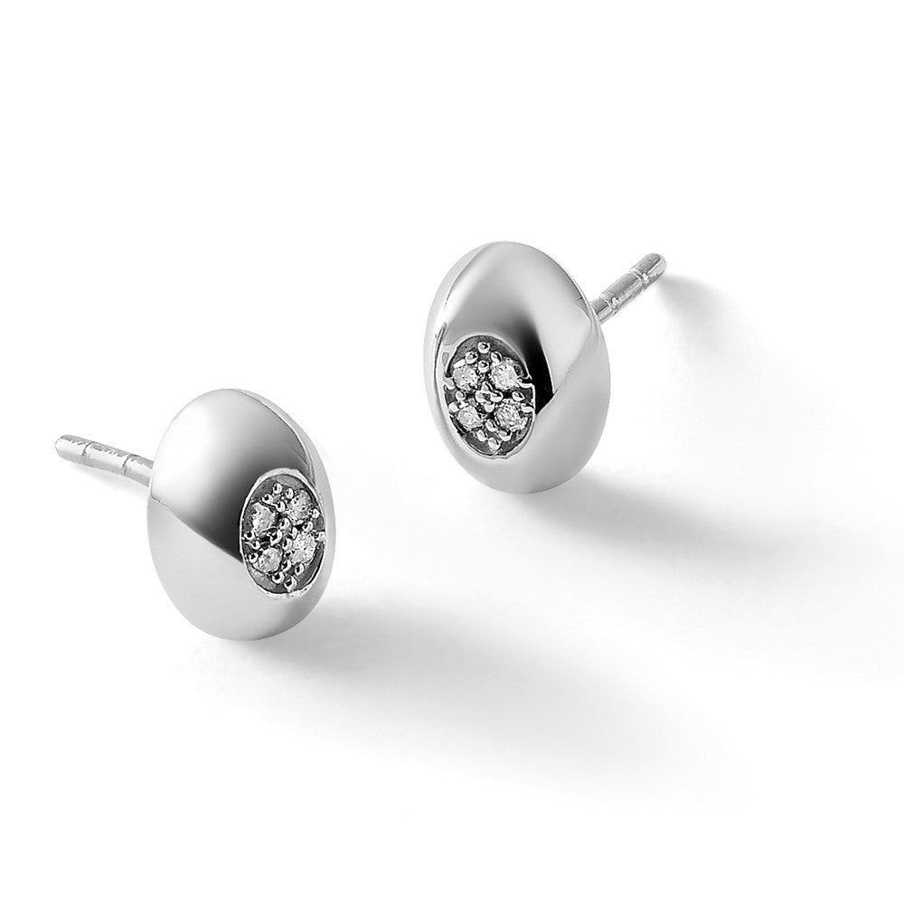 Sterling Silver RH Plated White Ice .04ct Diamond Earrings