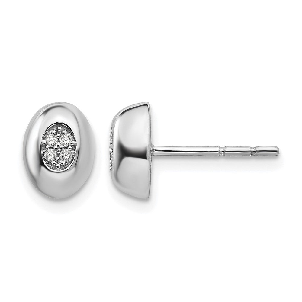 Sterling Silver RH Plated White Ice .04ct Diamond Earrings