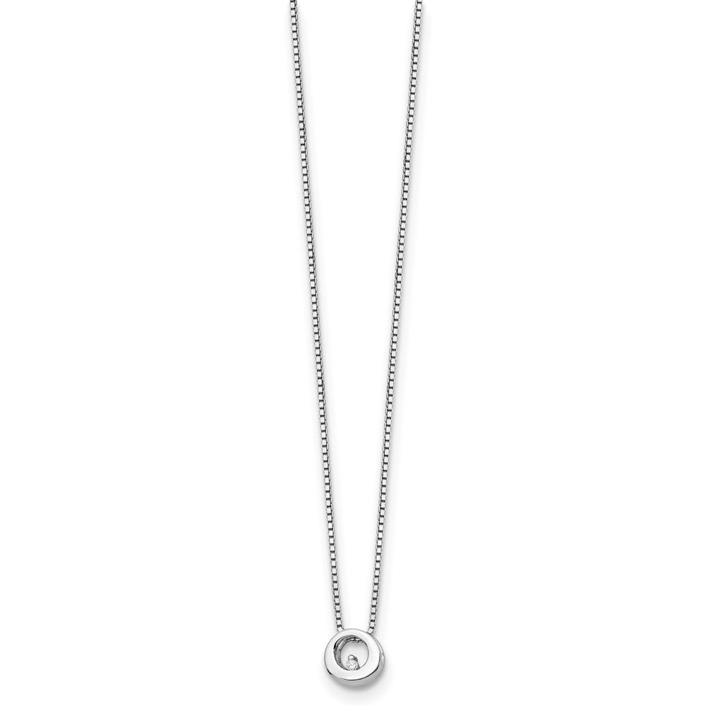 Sterling Silver RH Plated White Ice .02ct. Diamond Circle Necklace