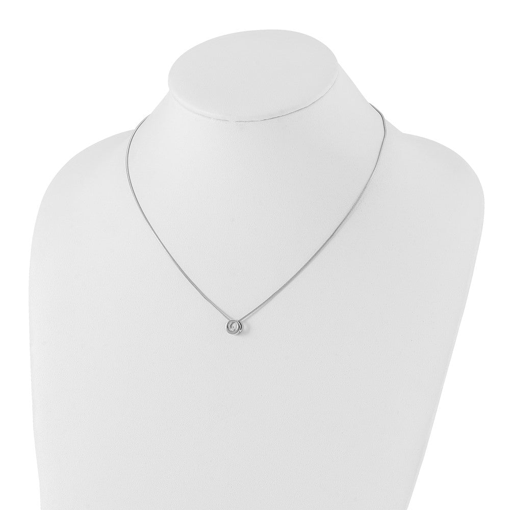 Sterling Silver RH Plated White Ice .02ct. Diamond Circle Necklace