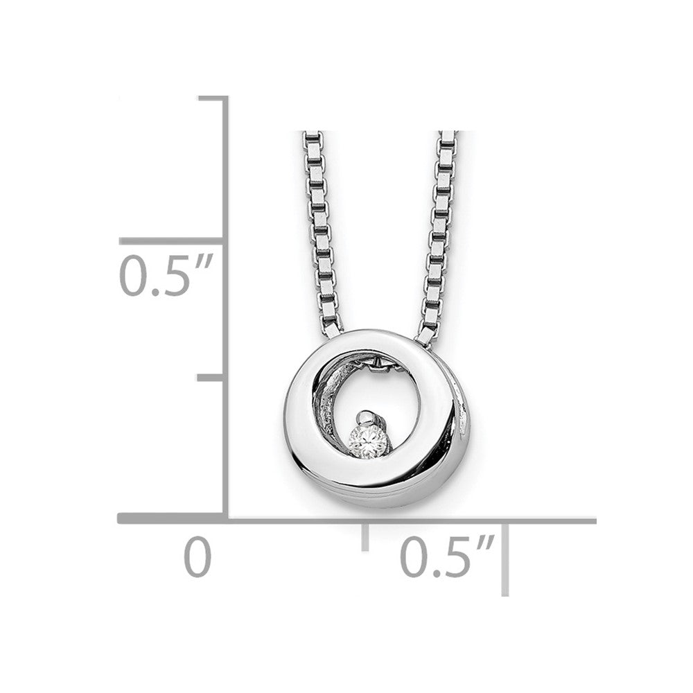 Sterling Silver RH Plated White Ice .02ct. Diamond Circle Necklace