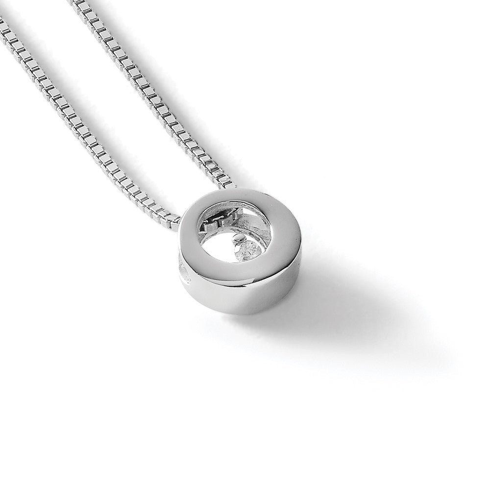 Sterling Silver RH Plated White Ice .02ct. Diamond Circle Necklace