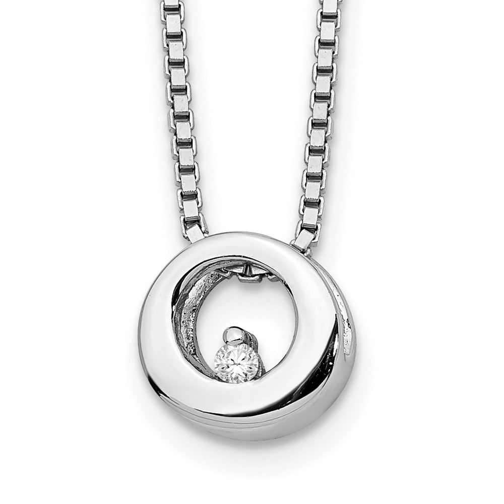Sterling Silver RH Plated White Ice .02ct. Diamond Circle Necklace