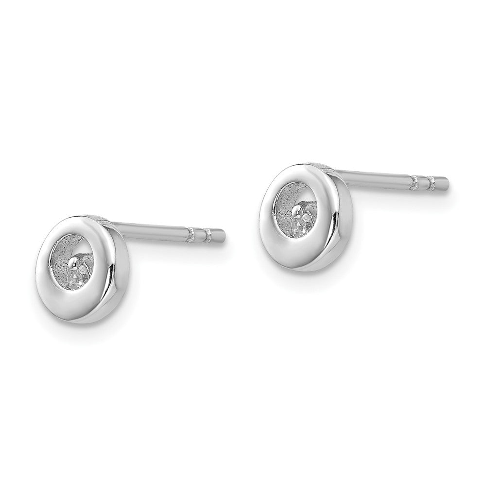 Sterling Silver RH Plated White Ice .02ct. Diamond Earrings