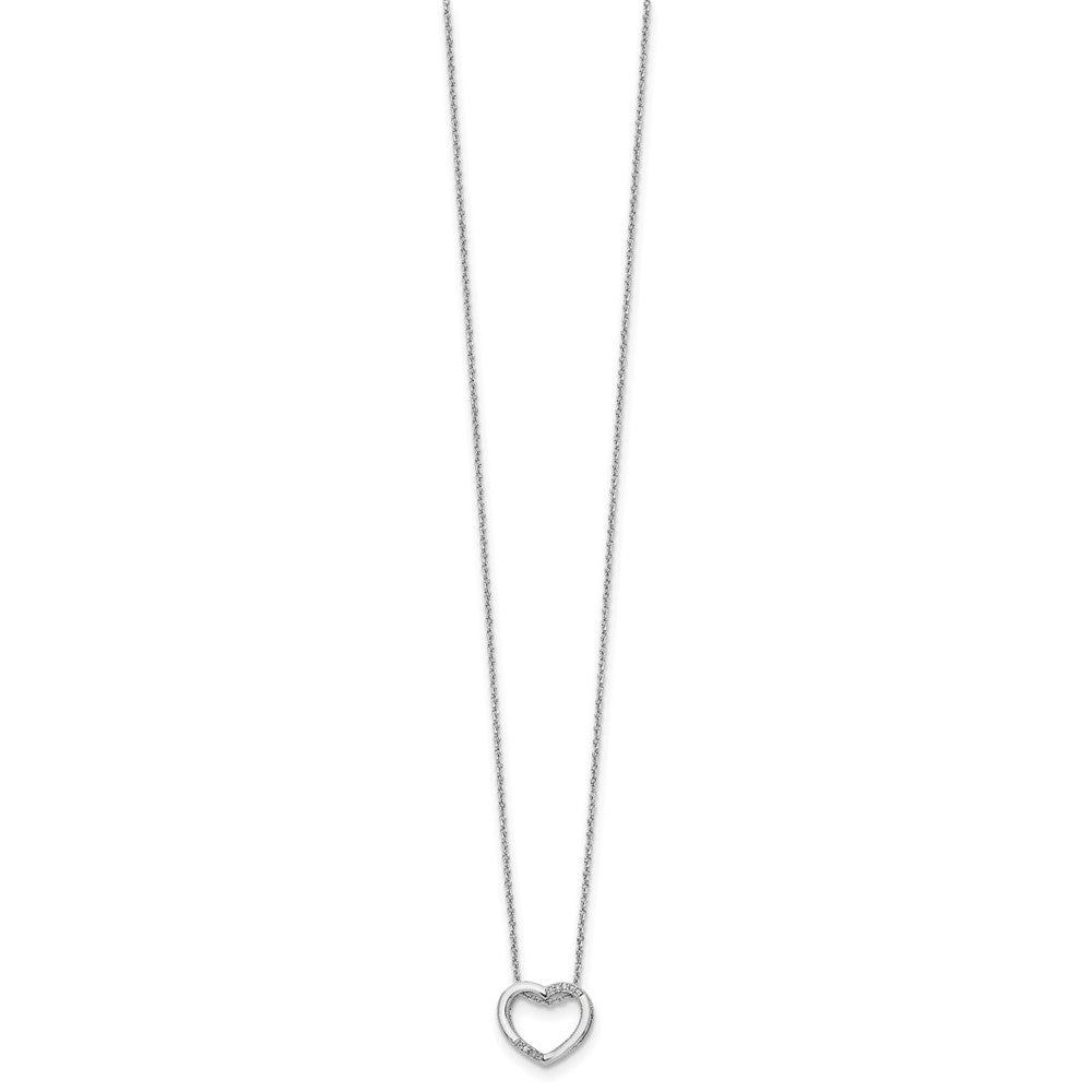 Sterling Silver RH Plated White Ice Diamond Heart Necklace