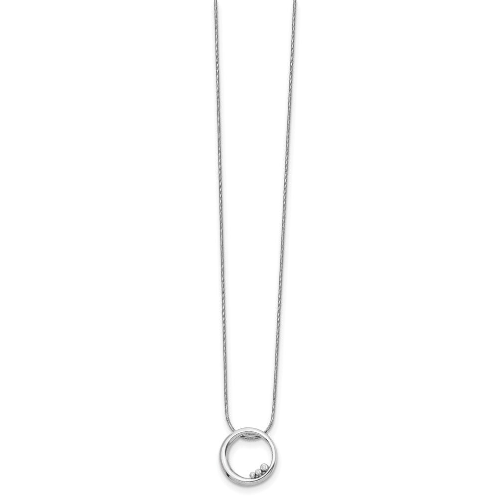 Sterling Silver RH Plated White Ice .03ct. Diamond Circle Necklace
