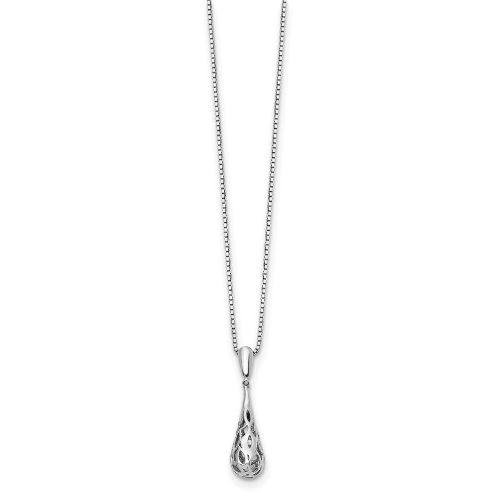 Sterling Silver RH Plated White Ice .01ct Diamond Necklace
