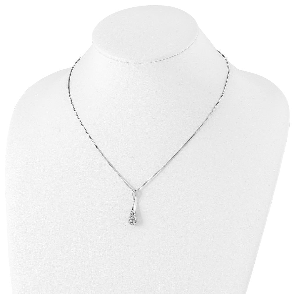 Sterling Silver RH Plated White Ice .01ct Diamond Necklace