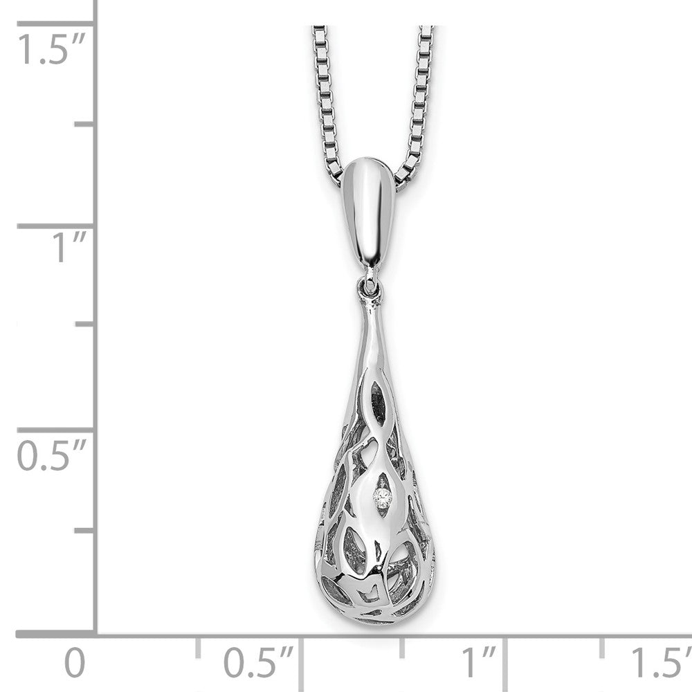 Sterling Silver RH Plated White Ice .01ct Diamond Necklace