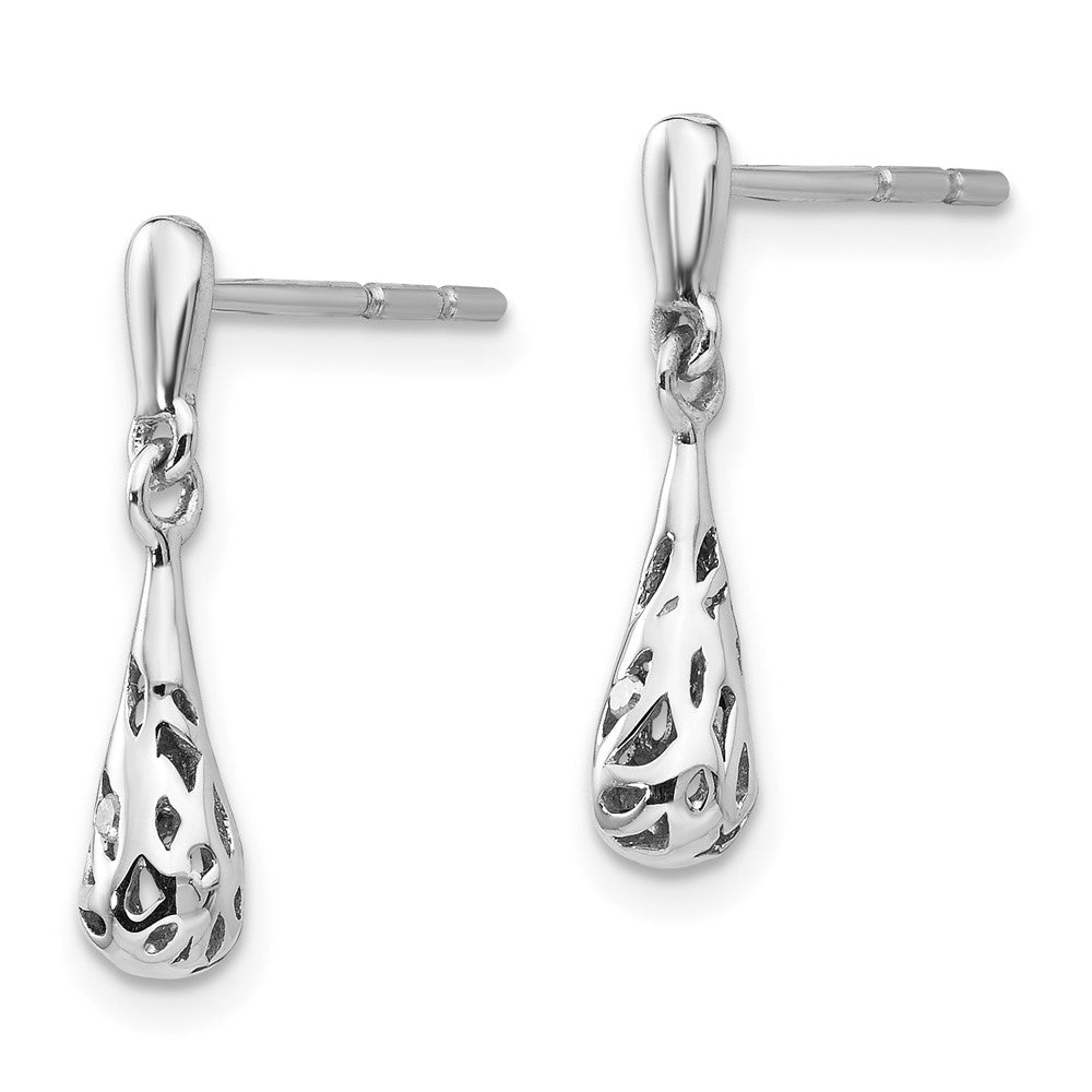 Sterling Silver RH Plated White Ice .01ct. Diamond Earrings