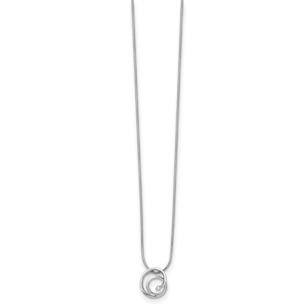 Sterling Silver RH Plated White Ice .02ct Diamond Necklace