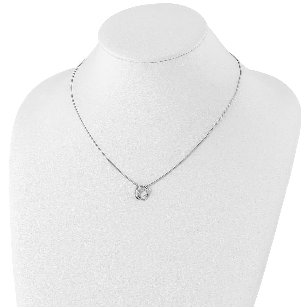 Sterling Silver RH Plated White Ice .02ct Diamond Necklace