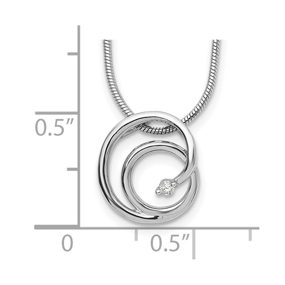 Sterling Silver RH Plated White Ice .02ct Diamond Necklace