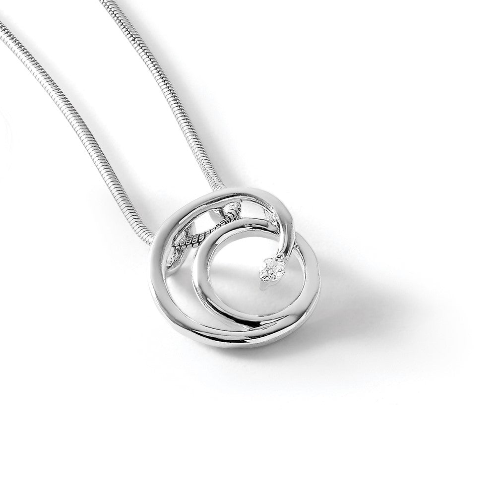Sterling Silver RH Plated White Ice .02ct Diamond Necklace
