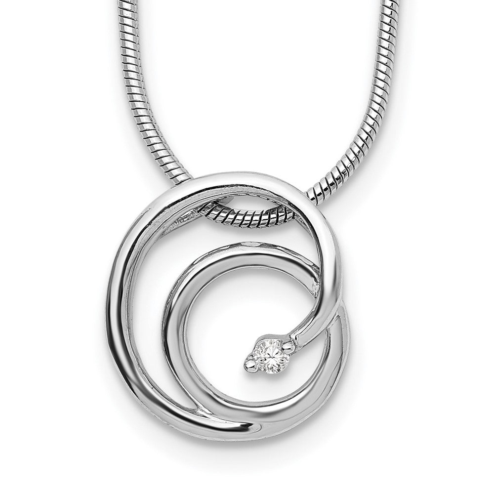 Sterling Silver RH Plated White Ice .02ct Diamond Necklace