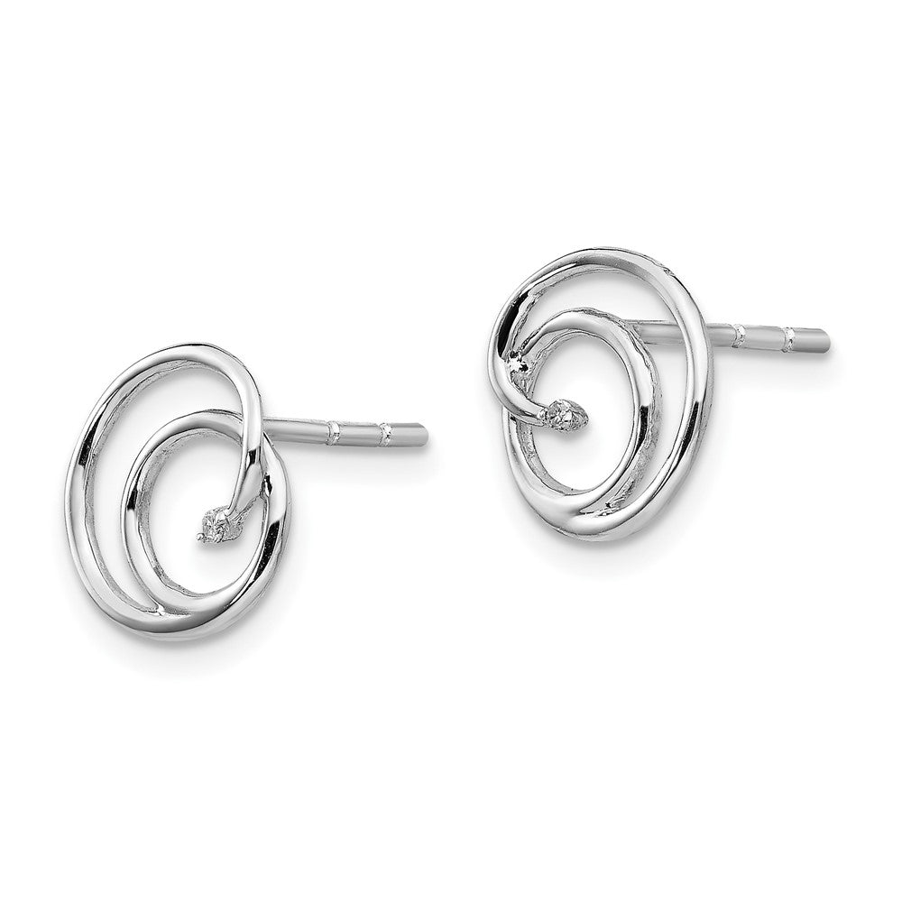Sterling Silver RH Plated White Ice .01ct Diamond Post Earrings