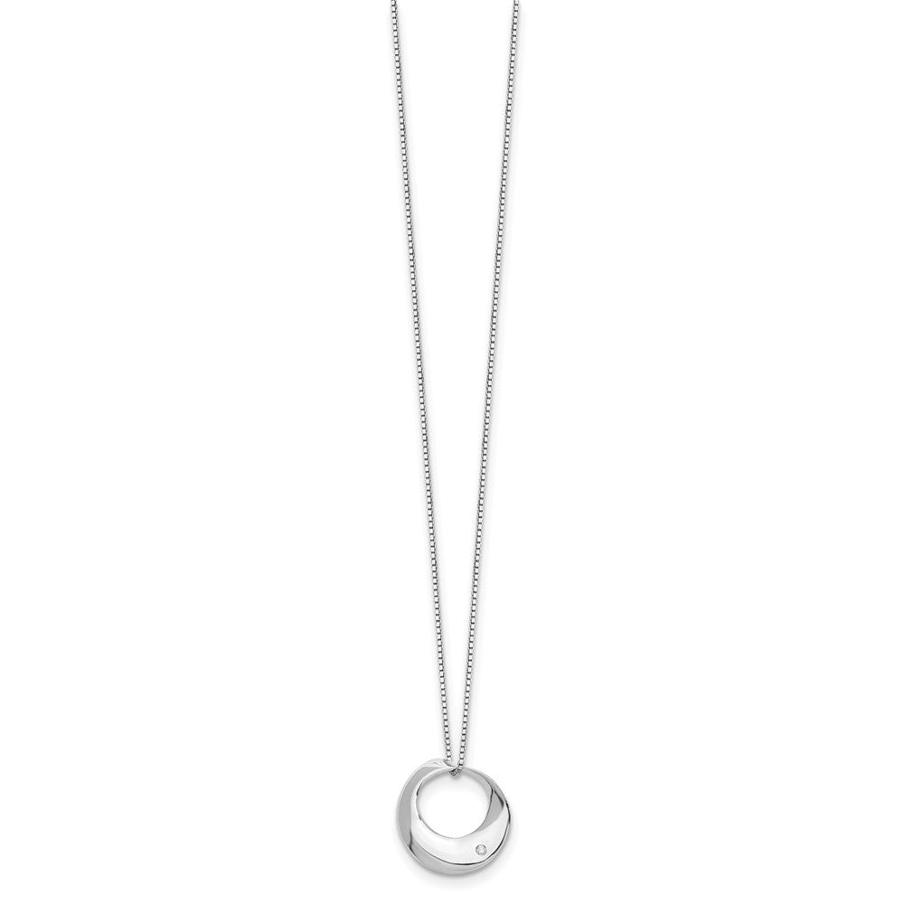 Sterling Silver RH Plated White Ice Diamond Circle Slide Necklace