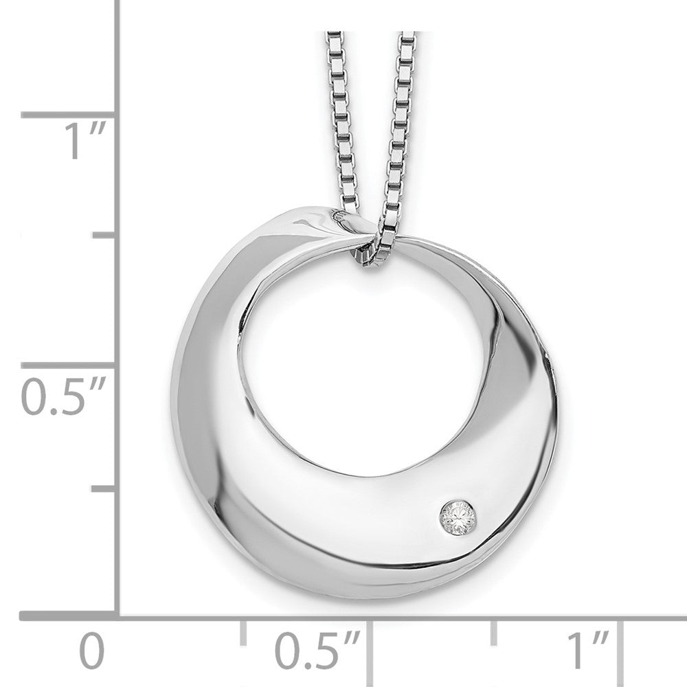 Sterling Silver RH Plated White Ice Diamond Circle Slide Necklace