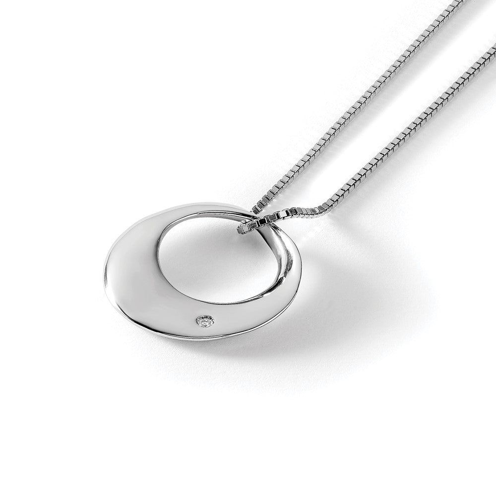 Sterling Silver RH Plated White Ice Diamond Circle Slide Necklace