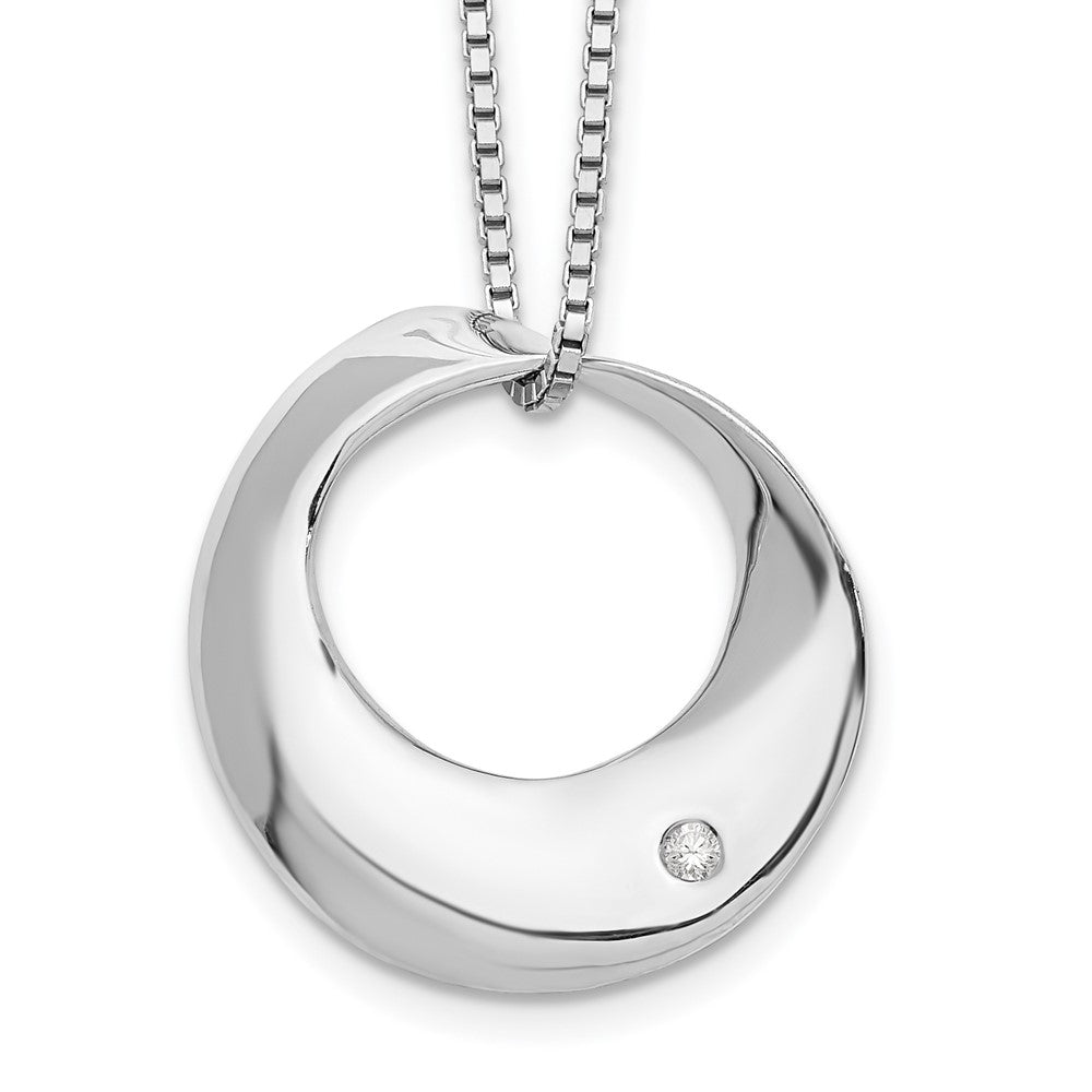 Sterling Silver RH Plated White Ice Diamond Circle Slide Necklace