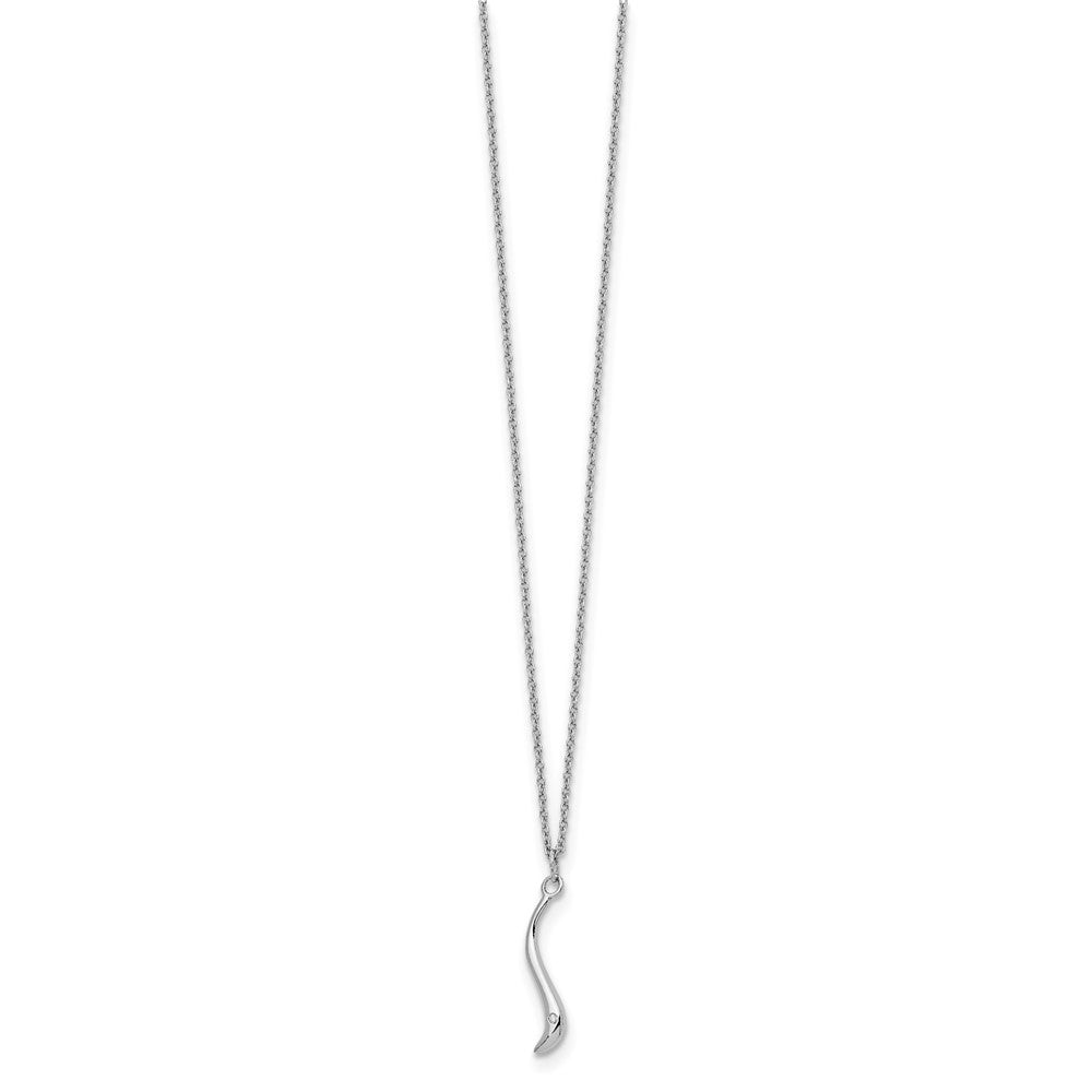 Sterling Silver RH Plated White Ice Swirl Diamond Necklace