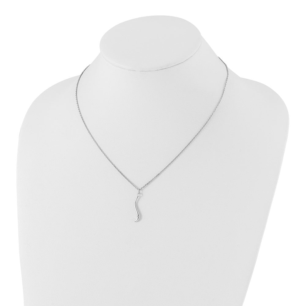 Sterling Silver RH Plated White Ice Swirl Diamond Necklace